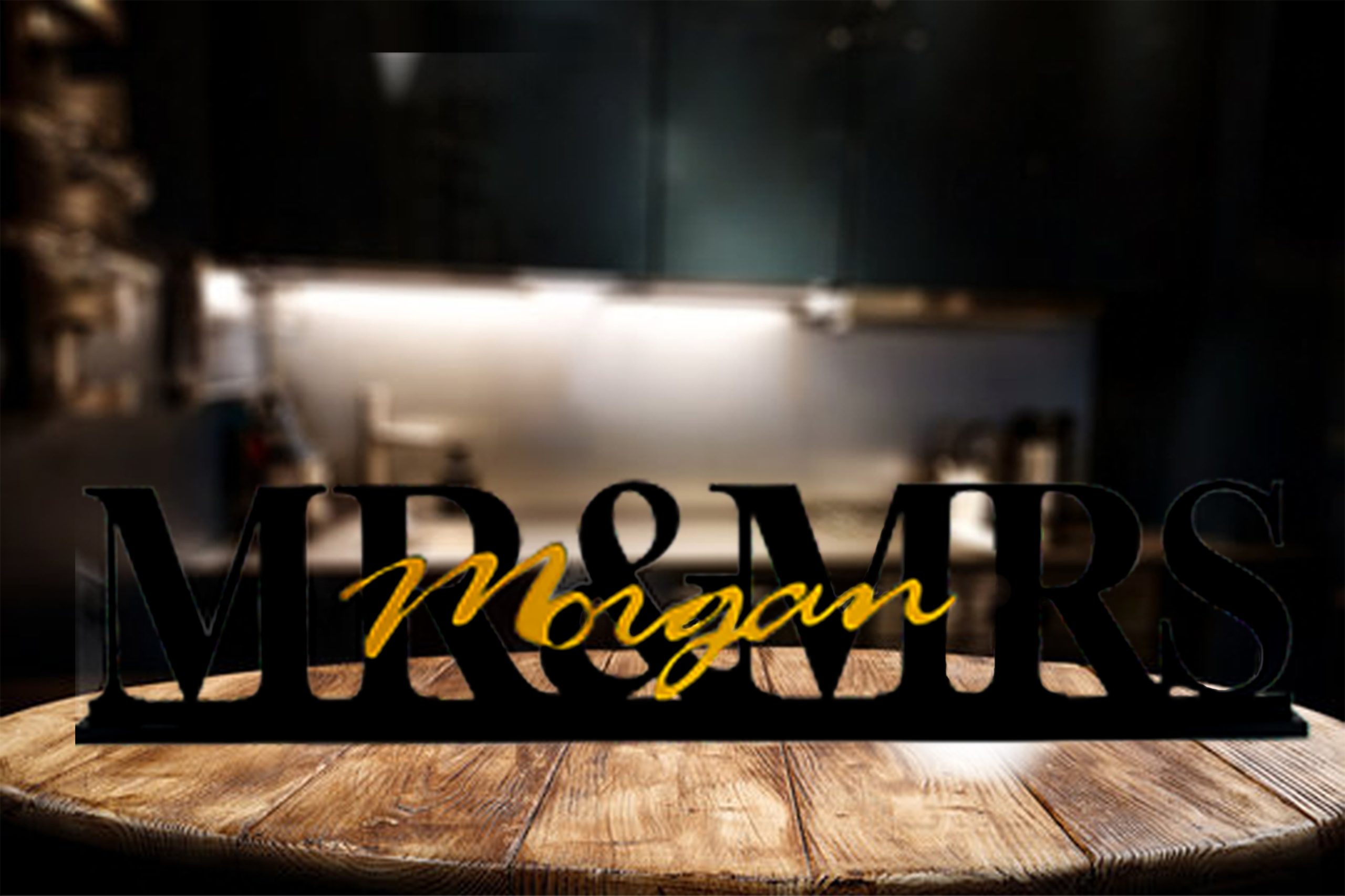 3D acrylic personalised Mr and Mrs standing desk plaque - Image 4