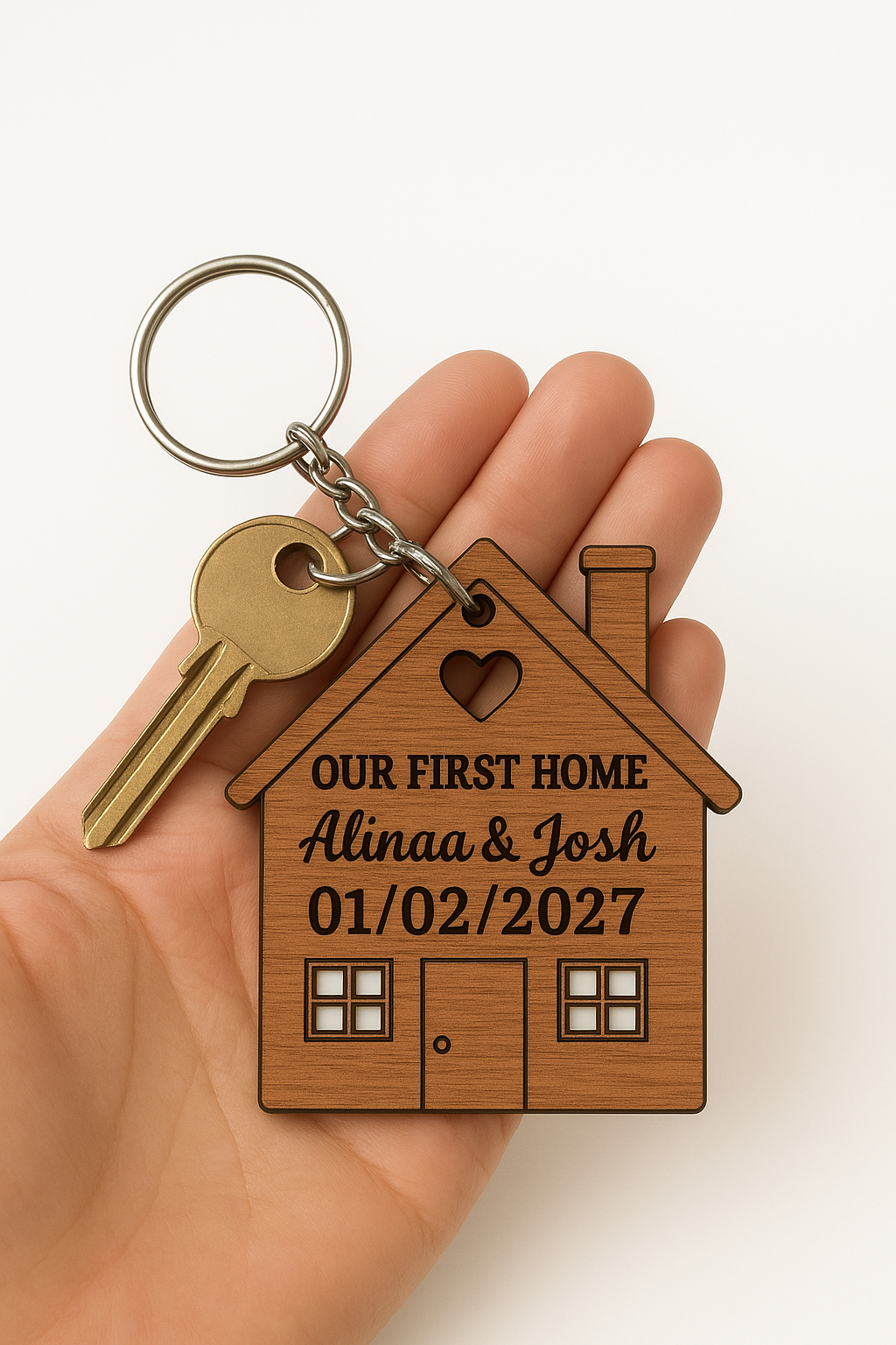Our First Home Personalised Couples Keyring, House Warming Key Chain - Image 2